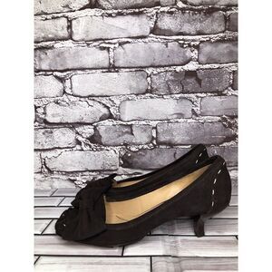 Kate Spade New York Brown Suede Bow Dress Kitten Heels Women’s Sz 6M US/36EU